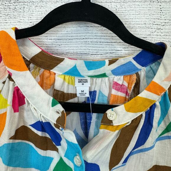 Tabitha Brown x Target Cream Colorful Button Up Tunic Blouse Size Medium - Picture 5 of 9